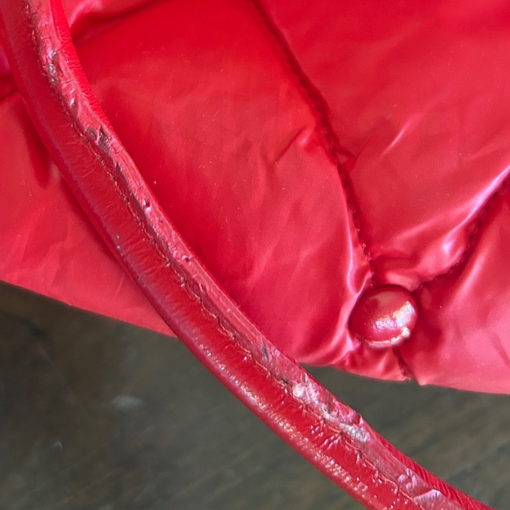 Kate Spade Quilted Puffer Tote Bag Large Red Diamond Stitch Nylon Streetwear - Picture 12 of 16